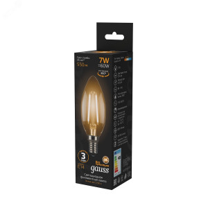 Лампа светодиодная филаментная Black Filament 7Вт свеча 2700К тепл. бел. E14 550лм 103801107