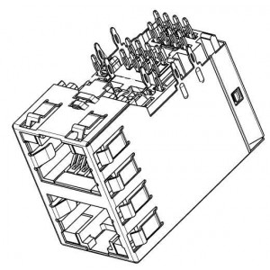 1888653-5, Модульные соединители / соединители Ethernet 2X1 OFFSET ST/JK WITH LEDS