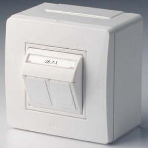 Коробка PDD-N60 с 2 розетками Brava RJ45 кат.5E (телефон/компьютер) бел. 10656