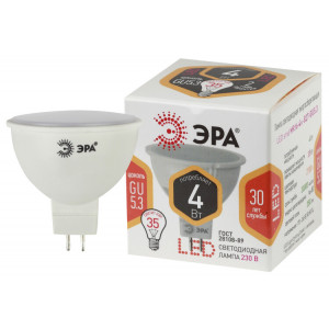 Лампочка светодиодная STD LED MR16-4W-827-GU5.3 GU5.3 4Вт софит теплый белый свeт Б0017897