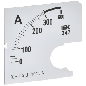 Шкала сменная для амперметра Э47 300/5А-1.5 72х72мм IPA10D-SC-0300