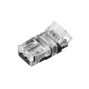 HIP-MONO-8-2PIN-STW, Одиночный коннектор (без провода) для подключения питания к одноцветным открытым лентам шириной 8 мм. Очистка провода питания (0,34-0,75 мм2) от изоляции не требуется. Материал - прозрачный пластик. Максимальный допустимый ток 3 А, напряжение 3-24 В. Цена