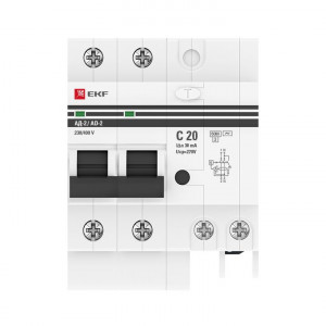 Дифференциальный автомат АД-2 20А/ 30мА (хар. C, AC, электронный) 6кА PROxima DA2-6-20-30-pro