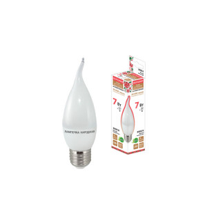 Лампа светодиодная WFC37-7 Вт-230 В -3000 К–E27 (свеча на ветру) Народная SQ0340-1546