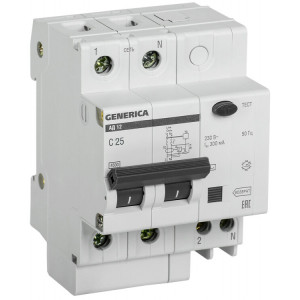 Выключатель автоматический дифференциального тока 2п 25А 300мА АД12 MAD15-2-025-C-300