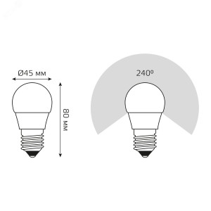 Лампа LED Globe E27 7W 4100K step dimmable 1/10/100 105102207-S