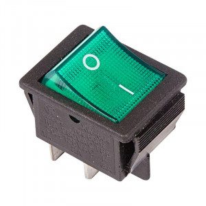 RWB-502 зеленый, Выключатель клавишный с подсветкой ON-OFF (4c) 16А 250В