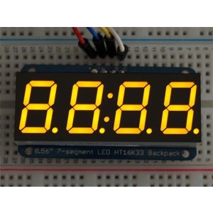 879, Средства разработки схем светодиодного освещения  7 Segment Display Yel w/I2C Backpack