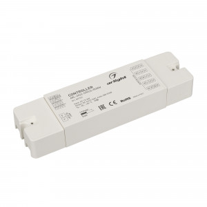 ARL-4022-SIRIUS-RGBW, Контроллер для светодиодной ленты (ШИМ). 4 в 1, подходит для DIM/MIX/RGB/RGBW лент. Питание/рабочее напряжение 12-24VDC, максимальный ток 6A на канал, 4 канала, максимальная мощность 288-576W. Винтовые клеммы. Корпус - PVC.