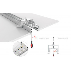 Профиль с экраном S2-LINIA69-F-2500 ANOD+OPAL 021177, Комплект с экраном. Алюминиевый анодированный профиль для светодиодных лент и линеек. Габаритные размеры (LхWхH): 2500x69x35 мм. В комплекте профиль, PC матовый экран. Ширина площадки для ленты 34 мм. Светопропускание экрана 85%.