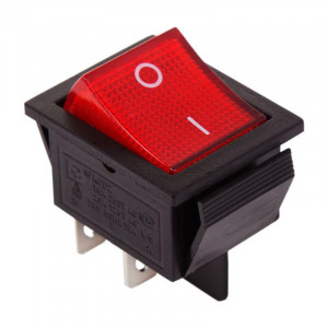 RWB-502 20А красный, Выключатель клавишный с подсветкой ON-OFF (4c) 20А 250В