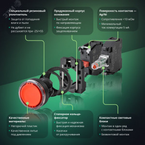 Кнопка SB5 с подсвет в сборе модуль 22мм зеленая пластик 230-240ВAC 1НО C3(+) SB5AW33M1