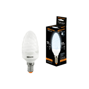 Лампа энергосберегающая КЛЛ-СT-11 Вт-4000 К–Е14 (витая свеча) (mini) SQ0323-0139