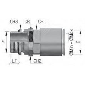 Муфта труба-коробка DN 25 с уплотнением кабеля, IP68, М20х1,5, д.11 - 16мм 6111P25M201116