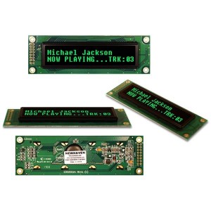 NHD-0220DZW-AG5, Светодиодные дисплеи и принадлежности OLED 2x20 Green 116.0 x 37.0 x 9.8