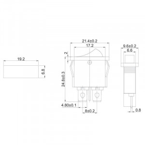 RWB-103 черный, Выключатель клавишный ON-OFF (2c) 6А 250В