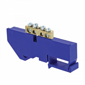 Шина нулевая N 6х9 4 отвер. латунь син. изолятор на DIN-рейку PROxima sn0-63-04-d