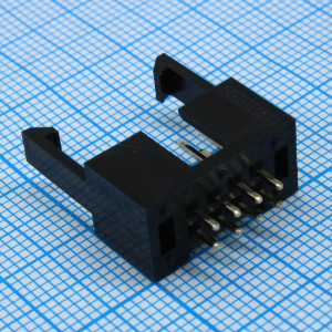 DS1013-01-08SSIB-B, IDC разъем, вилка на плату прямая двухрядная 8pin(2x4)., шаг 2.54мм с фиксатором