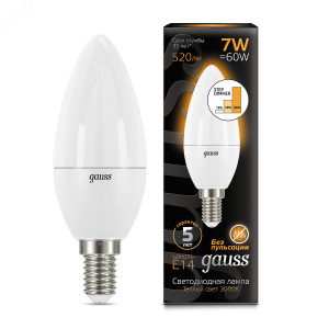 Лампа LED Candle E14 7W 3000К step dimmable 1/10/100 103101107-S