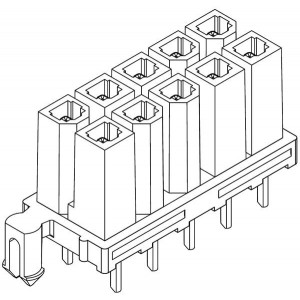 46010-1022, Электропитание платы M-F PlusHCS PCB hdr 10P V-0 Gold