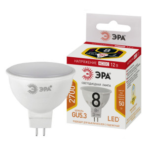 Лампочка светодиодная STD LED MR16-8W-12V-827-GU5.3 GU5.3 8 Вт софит теплый белый свет Б0049093