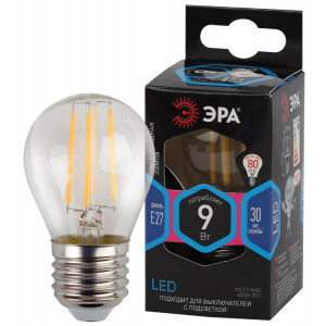 Лампочка светодиодная F-LED P45-9W-840-E27 E27 / Е27 9Вт филамент шар нейтральный белый свет Б0047029