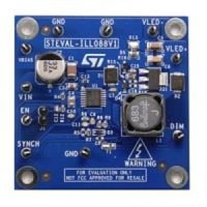 STEVAL-ILL088V1, Средства разработки схем светодиодного освещения  0.55 A, positive buck-boost LED driver board based on LED6000