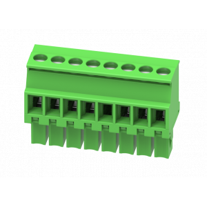 Розеточный разъем на кабель MC-RE3.5V06C-R, Розеточный разъем, угловой, на кабель, шаг: 3.5 мм, 6 полюсов, фиксация провода винтовая, исполнение: стандартное, 160V, 8A, цвет: зеленый