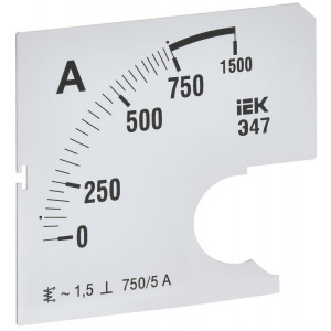 Шкала смен. для амперметра Э47 750/5А-1,5 72х72мм IPA10D-SC-0750