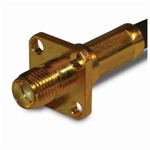 132120, РЧ соединители / Коаксиальные соединители SMA PANEL CRIMP JACK LMR195/RG58 4 HOLE